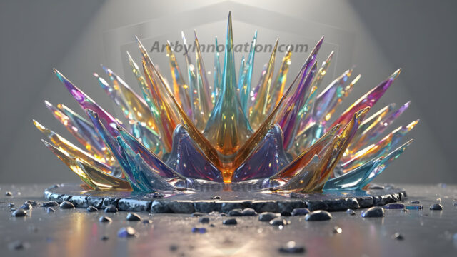 Logo Colored Water Dynamic: Amazing Digital Graphics Art Collection.
A Rainbow of Colored Water in Motion, using a colorful palette. Bursting out of the water, dynamitic flowing streams of color, with a metallic metal plate for a company logo.