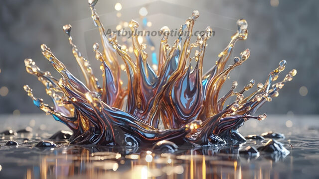 Logo Colored Water Dynamic: Amazing Digital Graphics Art Collection.
A Rainbow of Colored Water in Motion, using a colorful palette. Bursting out of the water, dynamitic flowing streams of color, with a metallic metal plate for a company logo.