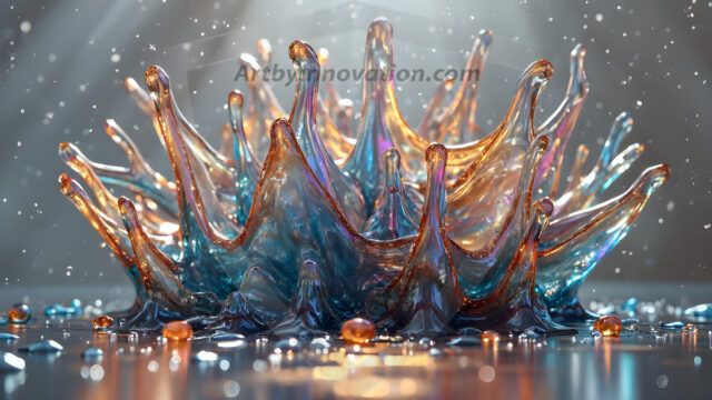 Logo Colored Water Dynamic: Amazing Digital Graphics Art Collection.
A Rainbow of Colored Water in Motion, using a colorful palette. Bursting out of the water, dynamitic flowing streams of color, with a metallic metal plate for a company logo.