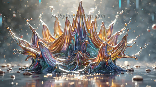 Logo Colored Water Dynamic: Amazing Digital Graphics Art Collection.
A Rainbow of Colored Water in Motion, using a colorful palette. Bursting out of the water, dynamitic flowing streams of color, with a metallic metal plate for a company logo.