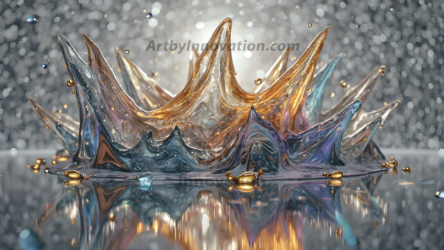 Logo Colored Water Dynamic: Amazing Digital Graphics Art Collection.
A Rainbow of Colored Water in Motion, using a colorful palette. Bursting out of the water, dynamitic flowing streams of color, with a metallic metal plate for a company logo.