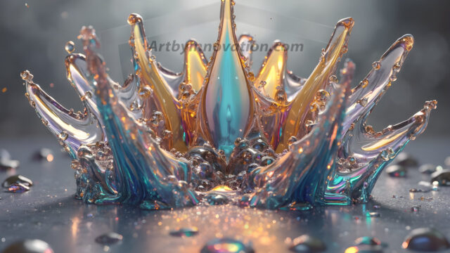 Logo Colored Water Dynamic: Amazing Digital Graphics Art Collection.
A Rainbow of Colored Water in Motion, using a colorful palette. Bursting out of the water, dynamitic flowing streams of color, with a metallic metal plate for a company logo.