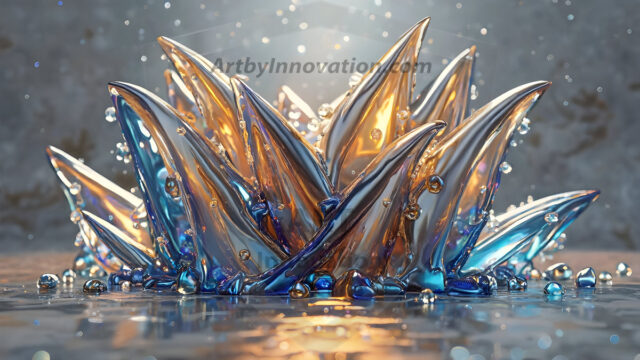 Logo Colored Water Dynamic: Amazing Digital Graphics Art Collection.
A Rainbow of Colored Water in Motion, using a colorful palette. Bursting out of the water, dynamitic flowing streams of color, with a metallic metal plate for a company logo.