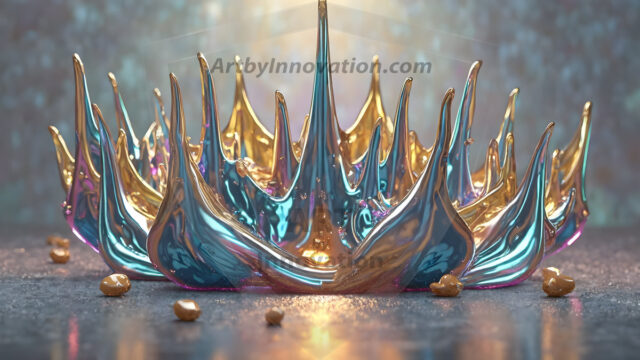 Logo Colored Water Dynamic: Amazing Digital Graphics Art Collection.
A Rainbow of Colored Water in Motion, using a colorful palette. Bursting out of the water, dynamitic flowing streams of color, with a metallic metal plate for a company logo.