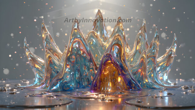 Logo Colored Water Dynamic: Amazing Digital Graphics Art Collection.
A Rainbow of Colored Water in Motion, using a colorful palette. Bursting out of the water, dynamitic flowing streams of color, with a metallic metal plate for a company logo.