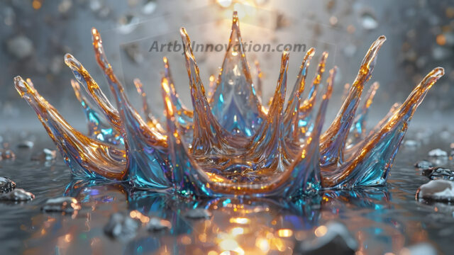 Logo Colored Water Dynamic: Amazing Digital Graphics Art Collection.
A Rainbow of Colored Water in Motion, using a colorful palette. Bursting out of the water, dynamitic flowing streams of color, with a metallic metal plate for a company logo.