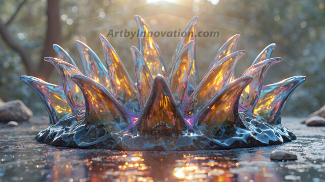 Logo Colored Water Dynamic: Amazing Digital Graphics Art Collection.
A Rainbow of Colored Water in Motion, using a colorful palette. Bursting out of the water, dynamitic flowing streams of color, with a metallic metal plate for a company logo.