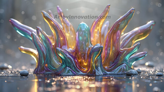 Logo Colored Water Dynamic: Amazing Digital Graphics Art Collection.
A Rainbow of Colored Water in Motion, using a colorful palette. Bursting out of the water, dynamitic flowing streams of color, with a metallic metal plate for a company logo.