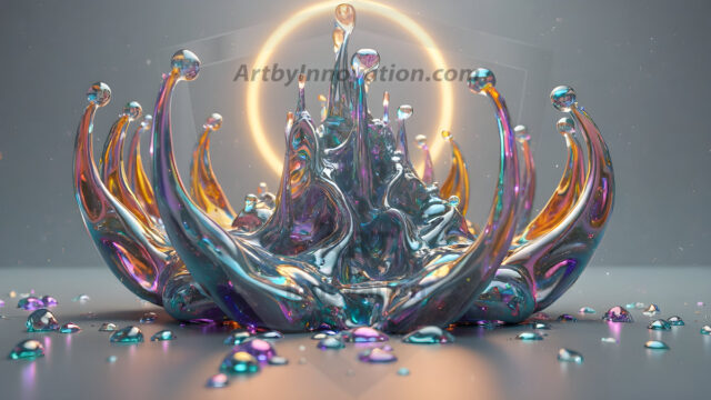 Logo Colored Water Dynamic: Amazing Digital Graphics Art Collection.
A Rainbow of Colored Water in Motion, using a colorful palette. Bursting out of the water, dynamitic flowing streams of color, with a metallic metal plate for a company logo.