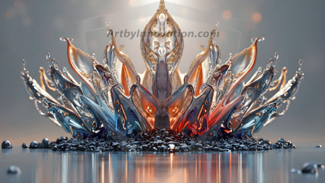 Logo Colored Water Dynamic: Amazing Digital Graphics Art Collection.
A Rainbow of Colored Water in Motion, using a colorful palette. Bursting out of the water, dynamitic flowing streams of color, with a metallic metal plate for a company logo.