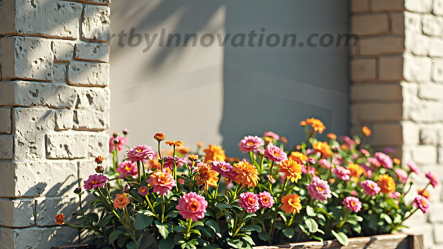 Planter trough crafted from aged wood. A high-resolution studio photograph AI produced that are mostly, horizontal, eye-level shots of an old rectangular wooden box, a dark wood, like it had been stained, with flowers, wide planter trough crafted from rustic pine wood, positioned frontally on a neutral background. The trough is densely packed with a vibrant, lush arrangement of fresh flowers, deep red roses, bright yellow marigolds, soft violet petunias, and trailing green ivy. Soft, bright studio lighting highlights the texture of the wood and the vivid colors of the flowers. Shallow depth of field, sharp focus on the central flowers, 8k, cinematic, horizontal composition. Many of the box are a dark wood, like it had been stained.