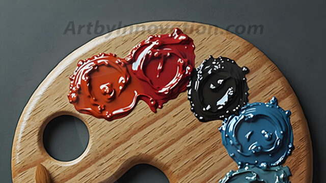 AI-generated painter palette and artist board digital designs — polished metallic palettes, winged fantasy palettes, and premium artist mixing board art in UHD by Art by Innovation.
