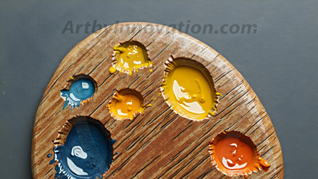 AI-generated painter palette and artist board digital designs — polished metallic palettes, winged fantasy palettes, and premium artist mixing board art in UHD by Art by Innovation.