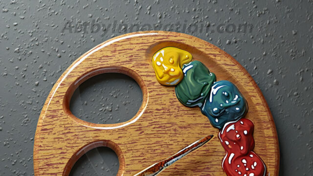 AI-generated painter palette and artist board digital designs — polished metallic palettes, winged fantasy palettes, and premium artist mixing board art in UHD by Art by Innovation.