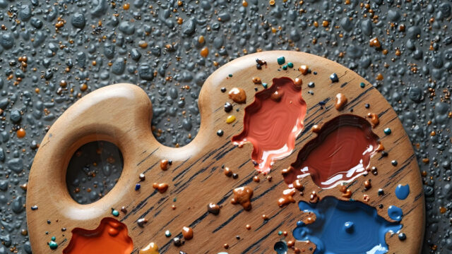 AI-generated painter palette and artist board digital designs — polished metallic palettes, winged fantasy palettes, and premium artist mixing board art in UHD by Art by Innovation.