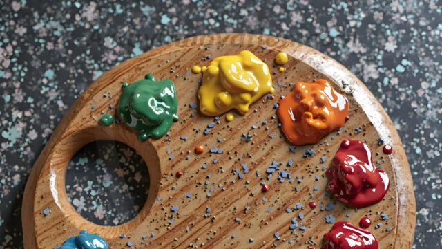 AI-generated painter palette and artist board digital designs — polished metallic palettes, winged fantasy palettes, and premium artist mixing board art in UHD by Art by Innovation.