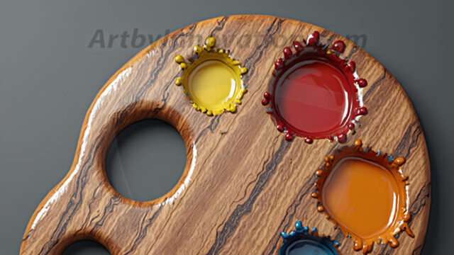 AI-generated painter palette and artist board digital designs — polished metallic palettes, winged fantasy palettes, and premium artist mixing board art in UHD by Art by Innovation.