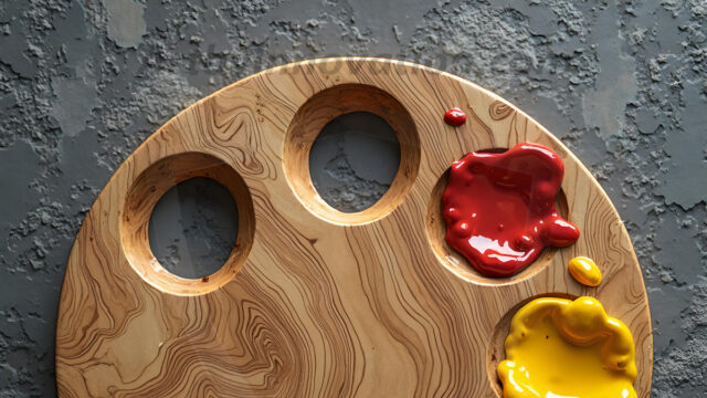 AI-generated painter palette and artist board digital designs — polished metallic palettes, winged fantasy palettes, and premium artist mixing board art in UHD by Art by Innovation.