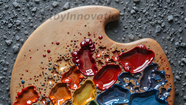 AI-generated painter palette and artist board digital designs — polished metallic palettes, winged fantasy palettes, and premium artist mixing board art in UHD by Art by Innovation.