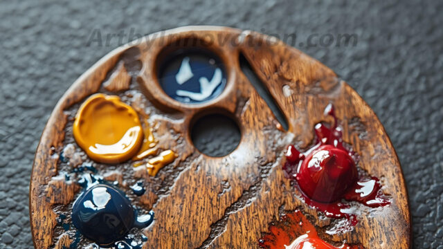 AI-generated painter palette and artist board digital designs — polished metallic palettes, winged fantasy palettes, and premium artist mixing board art in UHD by Art by Innovation.