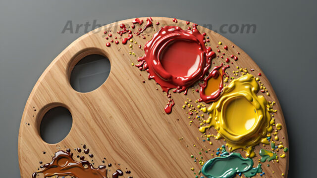 AI-generated painter palette and artist board digital designs — polished metallic palettes, winged fantasy palettes, and premium artist mixing board art in UHD by Art by Innovation.