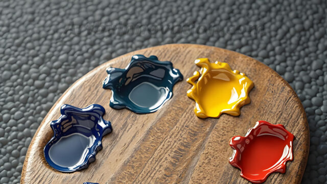 AI-generated painter palette and artist board digital designs — polished metallic palettes, winged fantasy palettes, and premium artist mixing board art in UHD by Art by Innovation.