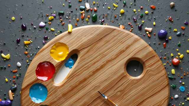 AI-generated painter palette and artist board digital designs — polished metallic palettes, winged fantasy palettes, and premium artist mixing board art in UHD by Art by Innovation.