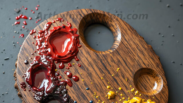 AI-generated painter palette and artist board digital designs — polished metallic palettes, winged fantasy palettes, and premium artist mixing board art in UHD by Art by Innovation.