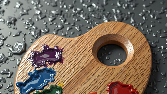 AI-generated painter palette and artist board digital designs — polished metallic palettes, winged fantasy palettes, and premium artist mixing board art in UHD by Art by Innovation.