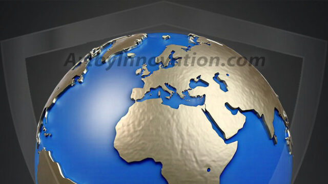 AI-generated Earth orb art featuring sculpted golden continents and deep sapphire oceans, reimagining our planet as a breathtaking artistic object.