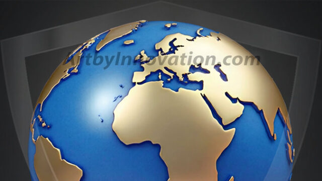 AI-generated Earth orb art featuring sculpted golden continents and deep sapphire oceans, reimagining our planet as a breathtaking artistic object.