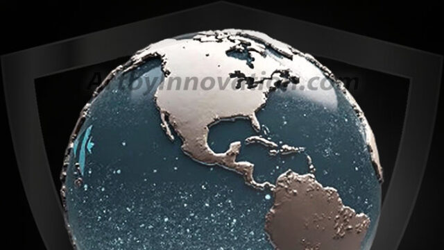 AI-generated Earth orb art featuring sculpted golden continents and deep sapphire oceans, reimagining our planet as a breathtaking artistic object.