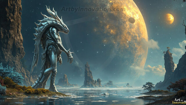 Amazing Alien Life forms and Planets. Fantasy Photographs, by Art by Innovation. Vibrant and detailed, high-resolution quality rendering of fantasy worlds with amazing creatures, both the fauna and flora, that might exist on alien worlds.