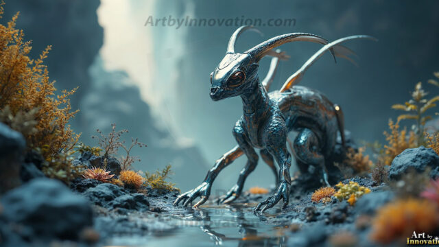 Amazing Alien Life forms and Planets. Fantasy Photographs, by Art by Innovation. Vibrant and detailed, high-resolution quality rendering of fantasy worlds with amazing creatures, both the fauna and flora, that might exist on alien worlds.