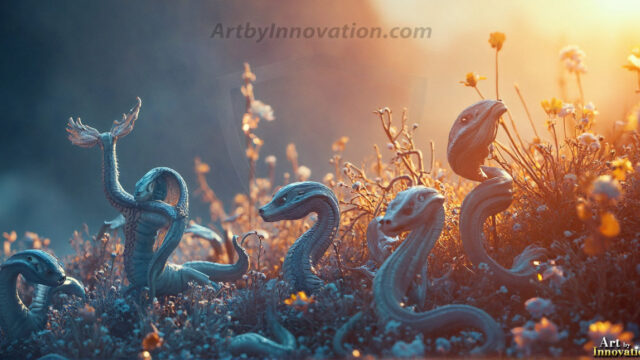Amazing Alien Life forms and Planets. Fantasy Photographs, by Art by Innovation. Vibrant and detailed, high-resolution quality rendering of fantasy worlds with amazing creatures, both the fauna and flora, that might exist on alien worlds.