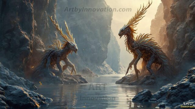 Amazing Alien Life forms and Planets. Fantasy Photographs, by Art by Innovation. Vibrant and detailed, high-resolution quality rendering of fantasy worlds with amazing creatures, both the fauna and flora, that might exist on alien worlds.