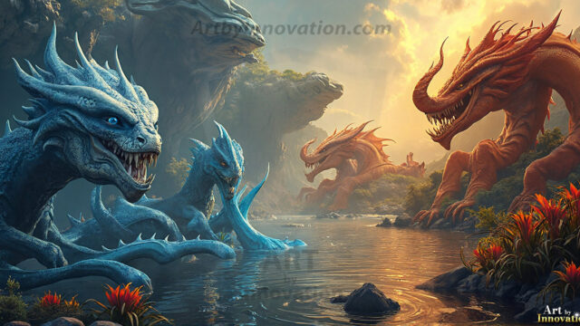 Amazing Alien Life forms and Planets. Fantasy Photographs, by Art by Innovation. Vibrant and detailed, high-resolution quality rendering of fantasy worlds with amazing creatures, both the fauna and flora, that might exist on alien worlds.