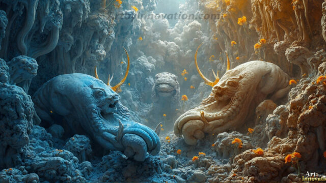 Amazing Alien Life forms and Planets. Fantasy Photographs, by Art by Innovation. Vibrant and detailed, high-resolution quality rendering of fantasy worlds with amazing creatures, both the fauna and flora, that might exist on alien worlds.