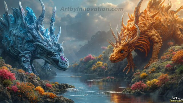 Amazing Alien Life forms and Planets. Fantasy Photographs, by Art by Innovation. Vibrant and detailed, high-resolution quality rendering of fantasy worlds with amazing creatures, both the fauna and flora, that might exist on alien worlds.
