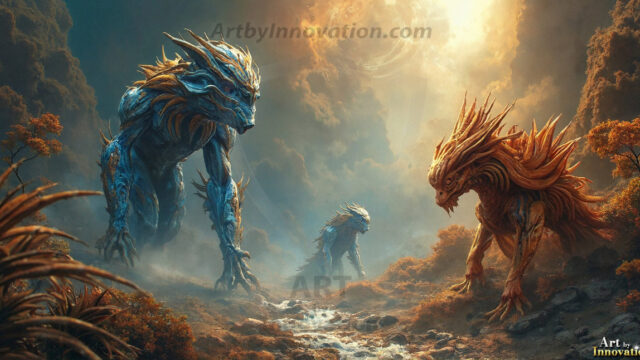 Amazing Alien Life forms and Planets. Fantasy Photographs, by Art by Innovation. Vibrant and detailed, high-resolution quality rendering of fantasy worlds with amazing creatures, both the fauna and flora, that might exist on alien worlds.