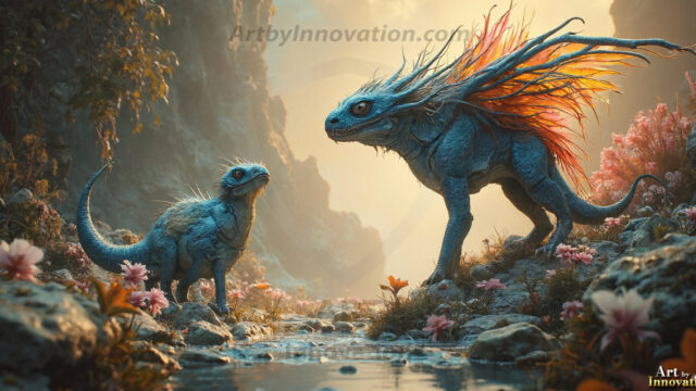 Amazing Alien Life forms and Planets. Fantasy Photographs, by Art by Innovation. Vibrant and detailed, high-resolution quality rendering of fantasy worlds with amazing creatures, both the fauna and flora, that might exist on alien worlds.