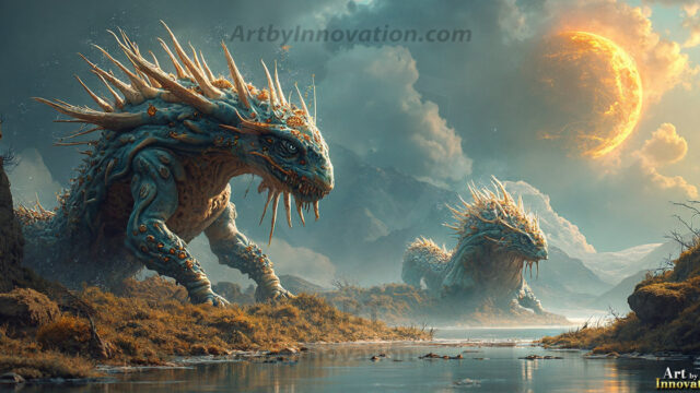 Amazing Alien Life forms and Planets. Fantasy Photographs, by Art by Innovation. Vibrant and detailed, high-resolution quality rendering of fantasy worlds with amazing creatures, both the fauna and flora, that might exist on alien worlds.