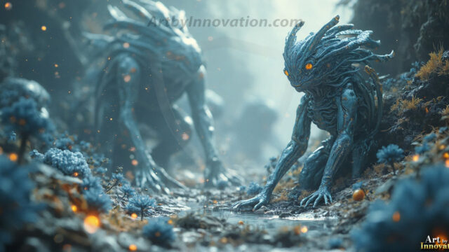 Amazing Alien Life forms and Planets. Fantasy Photographs, by Art by Innovation. Vibrant and detailed, high-resolution quality rendering of fantasy worlds with amazing creatures, both the fauna and flora, that might exist on alien worlds.