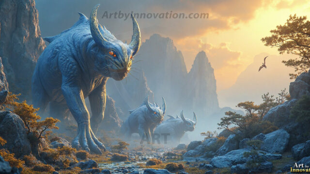 Amazing Alien Life forms and Planets. Fantasy Photographs, by Art by Innovation. Vibrant and detailed, high-resolution quality rendering of fantasy worlds with amazing creatures, both the fauna and flora, that might exist on alien worlds.