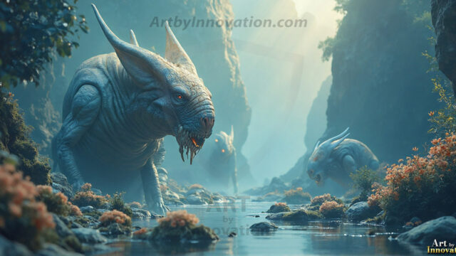 Amazing Alien Life forms and Planets. Fantasy Photographs, by Art by Innovation. Vibrant and detailed, high-resolution quality rendering of fantasy worlds with amazing creatures, both the fauna and flora, that might exist on alien worlds.