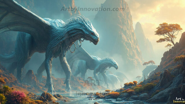 Amazing Alien Life forms and Planets. Fantasy Photographs, by Art by Innovation. Vibrant and detailed, high-resolution quality rendering of fantasy worlds with amazing creatures, both the fauna and flora, that might exist on alien worlds.