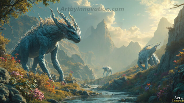 Amazing Alien Life forms and Planets. Fantasy Photographs, by Art by Innovation. Vibrant and detailed, high-resolution quality rendering of fantasy worlds with amazing creatures, both the fauna and flora, that might exist on alien worlds.