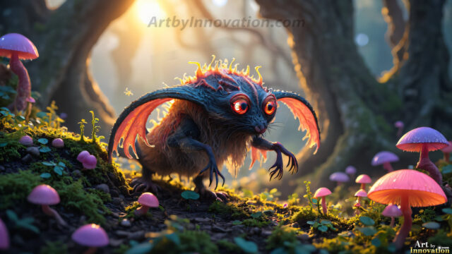 A collection of cute & adorable little-creatures from around the universe. In a photorealistic magical enchanted forest, the surface is covered in vibrant green moss, clusters of bioluminescent mushrooms. With delicate wildflowers blooming in impossible colors — violet, gold, crimson, as adorable little creatures rise from a misty forest floor. A hyper-realistic photo of hybrid creatures, like a adorable baby elephant, no bigger than a human palm. A foxlike creature, with red eyes, fluffy soft fur, and rows of sharp, serrated teeth. A chimera like weird creature, with crazy alien eyes, cyberpunk style. A hyper realistic portrait of a prehensile-tailed opossum, vibrantly colored, illuminated only by moonlight filtering through leaves in the darkness of night.