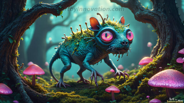 A collection of cute & adorable little-creatures from around the universe. In a photorealistic magical enchanted forest, the surface is covered in vibrant green moss, clusters of bioluminescent mushrooms. With delicate wildflowers blooming in impossible colors — violet, gold, crimson, as adorable little creatures rise from a misty forest floor. A hyper-realistic photo of hybrid creatures, like a adorable baby elephant, no bigger than a human palm. A foxlike creature, with red eyes, fluffy soft fur, and rows of sharp, serrated teeth. A chimera like weird creature, with crazy alien eyes, cyberpunk style. A hyper realistic portrait of a prehensile-tailed opossum, vibrantly colored, illuminated only by moonlight filtering through leaves in the darkness of night.
