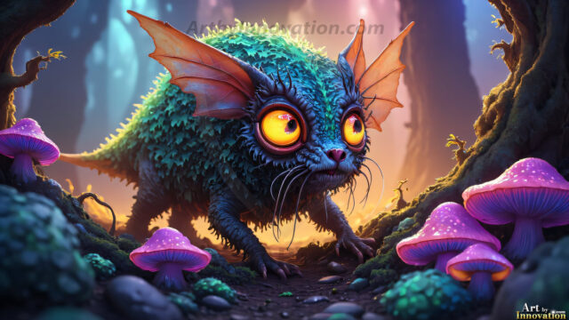 A collection of cute & adorable little-creatures from around the universe. In a photorealistic magical enchanted forest, the surface is covered in vibrant green moss, clusters of bioluminescent mushrooms. With delicate wildflowers blooming in impossible colors — violet, gold, crimson, as adorable little creatures rise from a misty forest floor. A hyper-realistic photo of hybrid creatures, like a adorable baby elephant, no bigger than a human palm. A foxlike creature, with red eyes, fluffy soft fur, and rows of sharp, serrated teeth. A chimera like weird creature, with crazy alien eyes, cyberpunk style. A hyper realistic portrait of a prehensile-tailed opossum, vibrantly colored, illuminated only by moonlight filtering through leaves in the darkness of night.